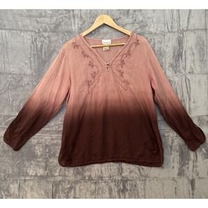 Overdrive Top Womens Size 18/20 Pink Ombre' Lightweight Mature Casual Popover